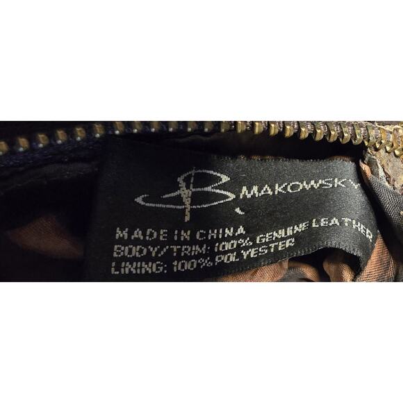 B. Makowsky Shoulder Bag Brown Leather Copper Hardware Large Slouchy Bag - Picture 13 of 16